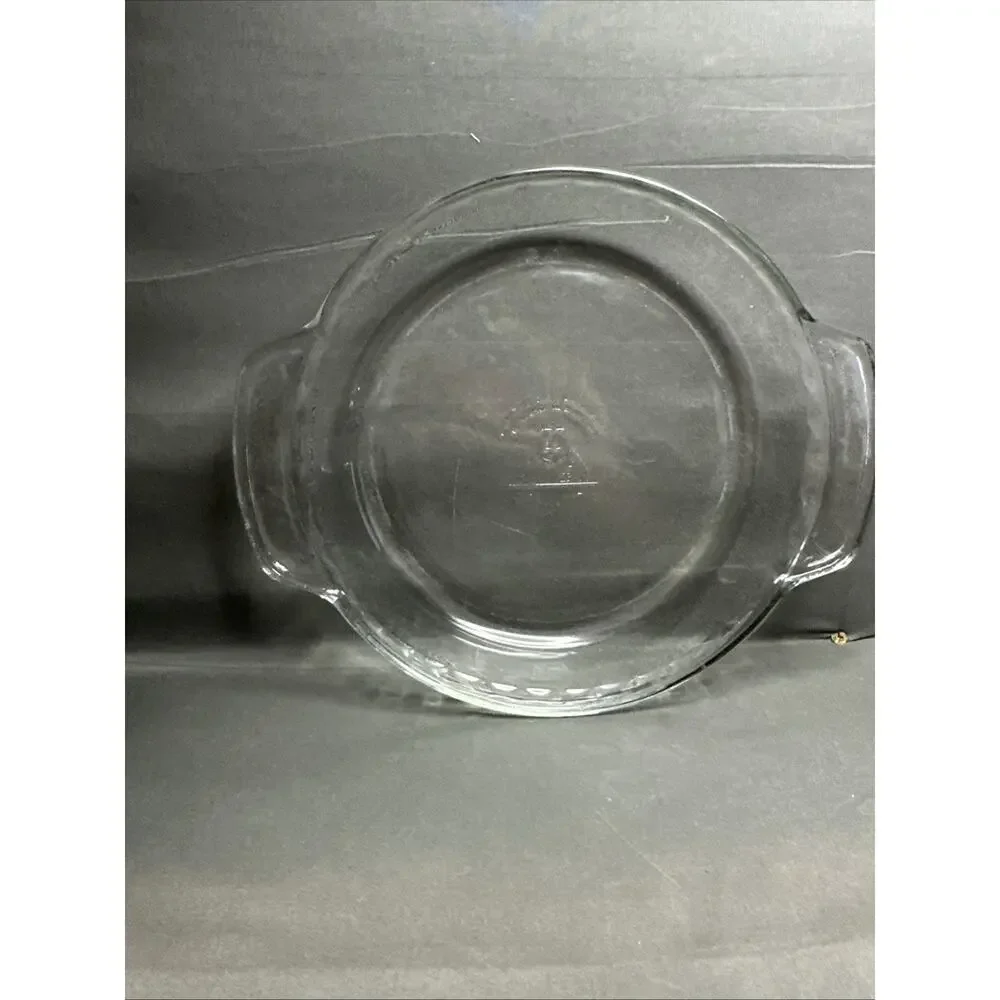 Vintage Anchor Hocking USA Heavy 2+ lb Clear Glass 9” Pie Bake Pan Plate Fluted